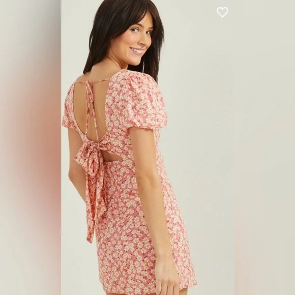 NWT Altar’d State Bellamy Floral Dress Coral - Picture 3 of 6